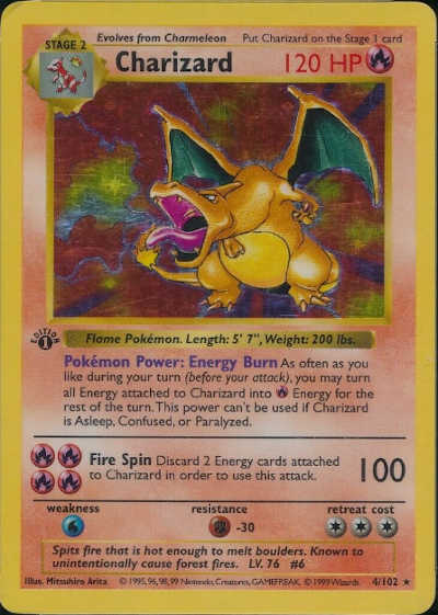 1999 Holo Charizard 1st Edition Shadowless Excellent
