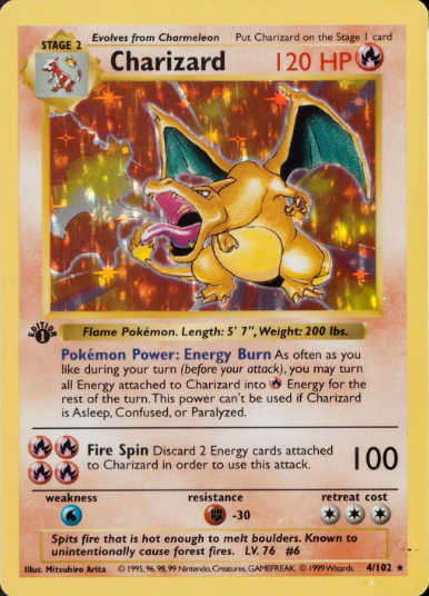 1999 Holo Charizard 1st Edition Shadowless Near Mint