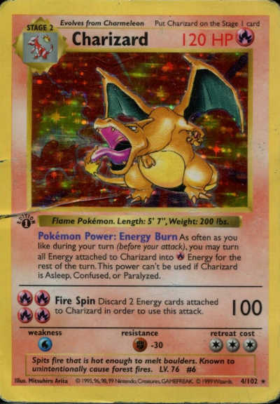 1999 Holo Charizard 1st Edition Shadowless Very Good