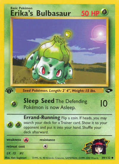 1st Edition Erika's Bulbasaur from Gym Challenge Pokemon Card Uncommon
