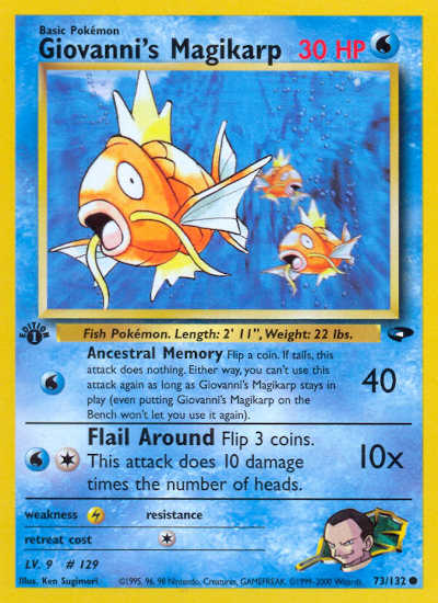 1st Edition Giovanni's Magikarp from Gym Challenge Pokemon Card Common