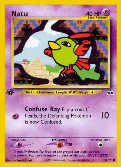 1st Edition Natu from Neo Discovery Set Pokemon Card Common