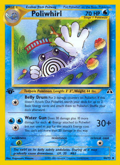 1st Edition Poliwhirl from Neo Discovery Set Pokemon Card Uncommon