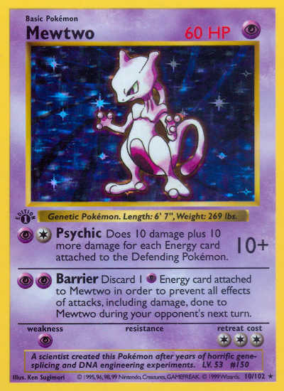1st Edition Shadowless Mewtwo Pokemon Card Value