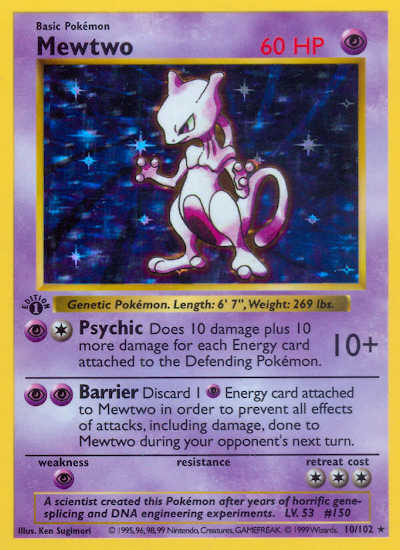 How Much Is A Mewtwo Pokemon Card From Base Set Worth 