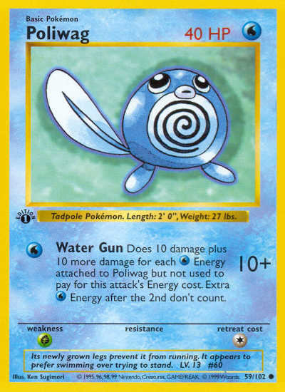 1st Edition Shadowless Poliwag Pokemon Card Value