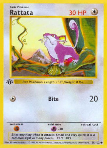 How much is a Rattata Pokemon Card from 1999 worth?