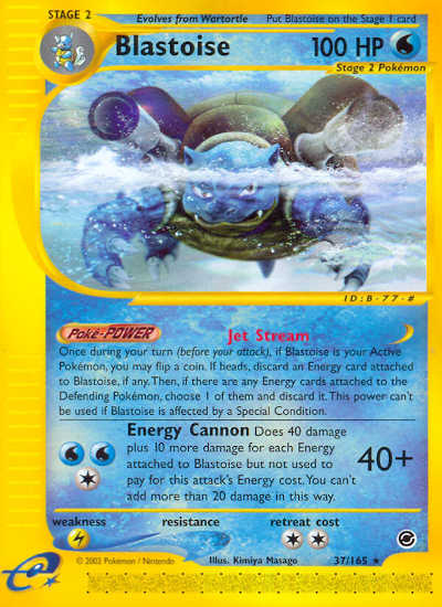 2002 Expedition Base Set Pokemon Blastoise Non-Holo Card 37-165