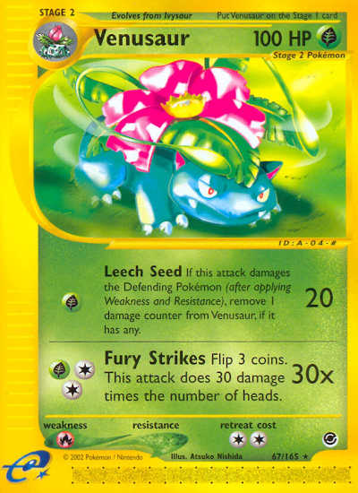 2002 Expedition Base Set Pokemon Venusaur Non-Holo Card 67-165