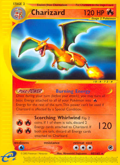 2002 Non-Holo Charizard Pokemon Card 40-165 from Expedition