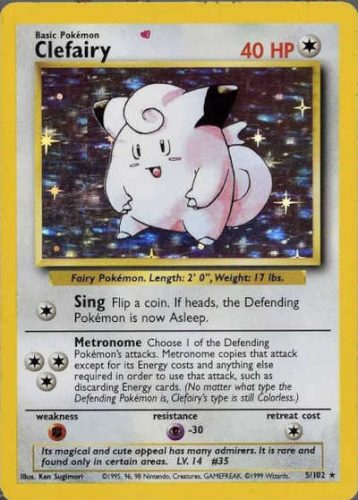 Clefairy Red Heart Additional Ink Error Pokemon Card