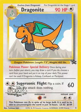 Dragonite Pokemon Error Inverted WB Stamp Error card