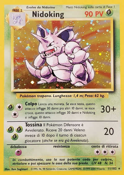 Italian Nidoking Holo Pokemon Card number 11-102
